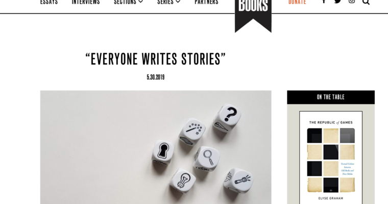 “Everyone writes stories”: A new piece in Public Books