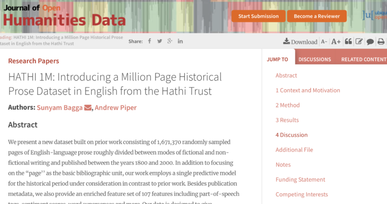 Hathi1M: Introducing a Million Page Historical Prose Dataset in English from the Hathi Trust